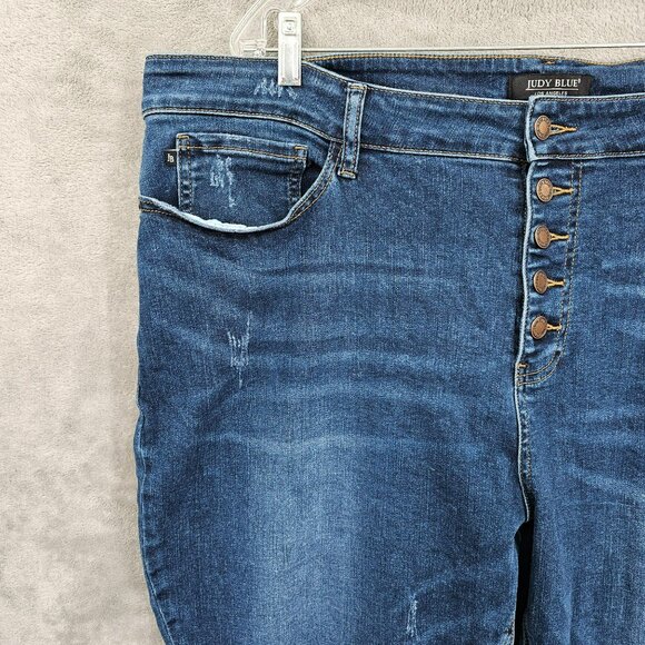 Judy Blue Skinny Fit Jeans 24W Dark Wash Button Fly Lightly Distressed High Rise - Picture 3 of 11